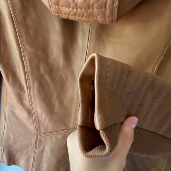 Michael Kors brown leather jacket PXS with gold accents - Picture 5 of 12